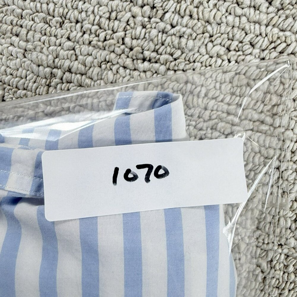 Massimo Dutti Striped Button Up Long Sleeve White Blue Men’s Size Medium - Picture 7 of 7